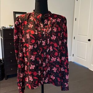 Walter Baker Black and Red Floral Blouse